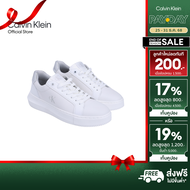 CALVIN KLEIN รองเท้าผ้าใบผู้หญิง Leather Trainers Sneakers รุ่น YW01769 0LI - สีขาว