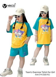 Bộ Thun VeCo Bé Gái Tuổi Teen In Hình KUMI hottrend (30kg- 62kg)