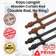 Double Bracket Kayu Langsir (No Ring) Wooden Curtain Rod Kayu Langsir /Batang Langsir Kayu 28mm 4ft - 10ft