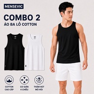 Combo of 2 Men's 4-Way Stretch Cotton Tank Tops, Comfortable, Cool, Sweat Absorbent MENSEVIC CB2BLT0