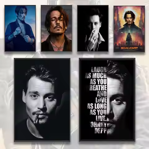 Television Actor J-Johnny Depp Painting Calligraphy HD Canvas Poster living room bedroom bar aesthet