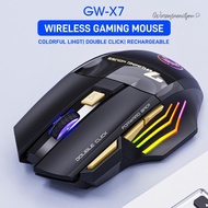 GW-X7 7 Buttons 2.4GHz Rechargeable RGB Wireless Mouse for Computer Gamer PC