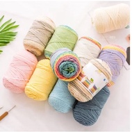 Rainbow Cotton Yarn Plain 100g Cake Yarn