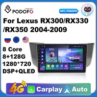 Podofo Car Android Carplay Radio Multimedia Player For Lexus RX300/RX330/RX350 2004-2009 2 Din Autoradio Video AI Voice