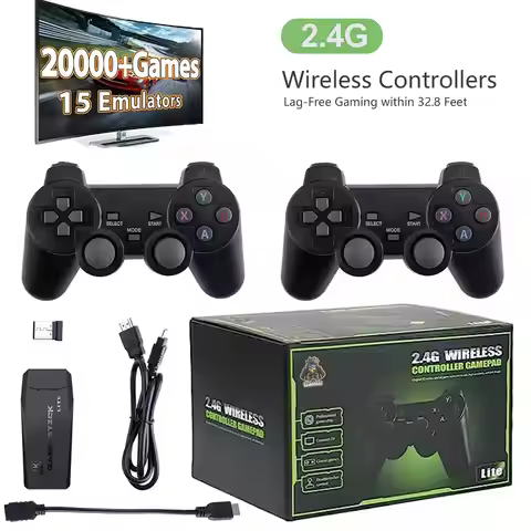 M8 Retro Video Game Console 4K HD TV Stick with 20000 Preloaded Games & Dual Wireless Controllers