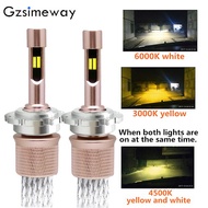 2pc car LED light D2H D2S D1S D4S H11 H7 H1 HB3 3-color auto LED headlight H4 H3 H8 tricolor fog lam