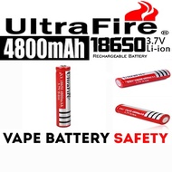 ORIGINAL UltraFire 3.7V 18650 Rechargeable Battery Batteries Li-ion Lithium Flashlight fan kipas 4800 mah