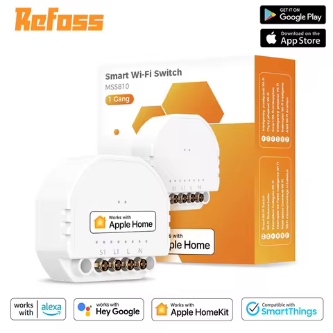 Refoss WiFi HomeKit 1 Gang 1 Way DIY Smart Switch ModuleLight Switch For Apple HomeKit Siri Alexa Go