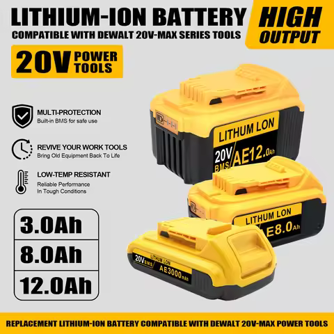 For DeWALT 20V MAX XR 3Ah 8Ah 12Ah Li-ion Battery Replacement High Capacity Cordless Power Tool Comp