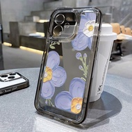 Good case 🔥COD🔥Dark Purple Fresh Flowers SPACE Case สําหรับ iPhone 11 7Plus XR 6s 6 Plus X XS Max 12 13 14 Pro Max 15PRO MAX SE 2020  เคสโทรศัพท์มือถือนิ่ม สําหรับ เคสใสกันกระแทก