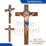 SALIB GANTUNG BENEDIKTUS 30 CM - BIRU KLASIK / SALIB KATOLIK / SALIB DINDING / SALIB ST.BENEDICT