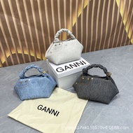 2025 New Style GANNI Female Bag High-End Denim Woven Hexagonal Shoulder Portable Messenger Bag