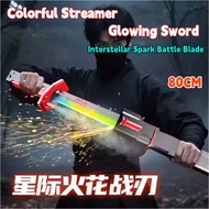7 Color Light Saber Toy Sword Spark Blade Colorful Streamer Glowing With Spark & Smoke Effect Cospla