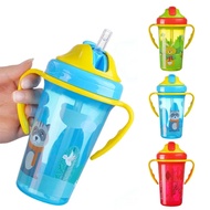 Cute Baby Feeding Cup with Straw BPA Free Portable Feeding Bottle Leak Proof with Handle Kids Traini