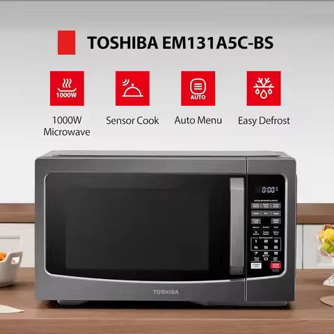 TOSHIBA EM131A5C-BS 1.2 Cu Ft Countertop Microwave Oven with 12.4" Removable Turntable And Smart Hum