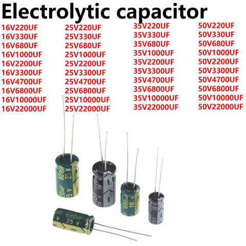 100/50/20/10/5pcs 16V 25V 35V 63v 50V 400V 450v Capacitor 220uf 330uf 470uf 680uf 1000uf 2200uf 3300