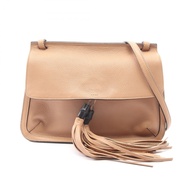 【二手】Gucci GUCCI 竹節流蘇肩背包 Daily 370826 米色皮革竹節流蘇肩背包 女士二手 B