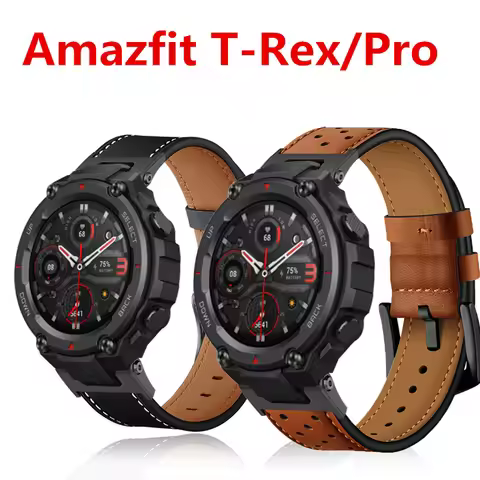 Genuine Leather Strap For Huami Amazfit T-REX 2 Smart Watchband Breathable Bracelet For Xiaomi Amazf