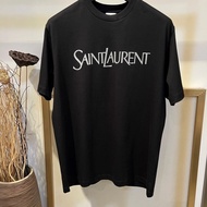 YSL Trendy Foreign Trade New Ysl Letter Printed Simple Cotton T-shirt Casual Loose Versatile Round Neck Couple Short Sle