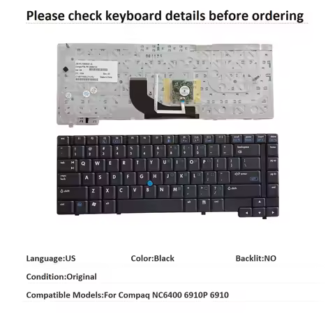 New US Language Keyboard For HP Compaq NC6400 6910P 6910 Notebook PC Replacement Keyboard
