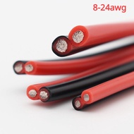 5Meters/3Meters/1Meters Black/Red Silicone Rubber(8-24awg) 2Pins Wire Extra Soft Insulated Double Co