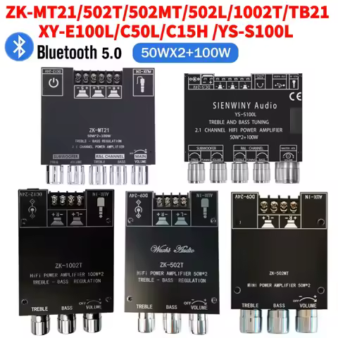 ZK-MT21 ZK-1002T Bluetooth 5.0 Subwoofer Amplifier Board 50WX2+100W 2.1 Channel Power Audio Stereo A