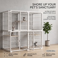 Multi Level Cat Cage 3/4 Layers Big Size Large Platform Cat Villa White for 3-8 Cats Enclosure