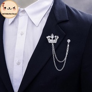 Better Korean Style Chain Crown Brooch Suit sel Chain Lapel Pin Badge Retro Men Accessories Wedding 