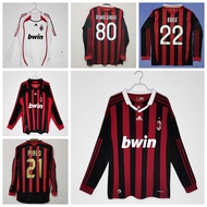 2006-07 09-10 13-14 Season AC Milan Retro Long Sleeve Home  Away Jersey Football Kaka Pirlo Ronaldin