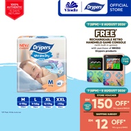 Drypers Wee Wee Dry Baby Tape Diapers NB60/ S80/ M60/ L58/ XL50/ XXL40 (1 Pack) - Super Dry, Soft & 