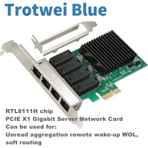 PCI-E PCI Express Network card 4 RJ45 port gigabit network card realtek 8111H win 7 laptop ethernet