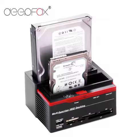 Clone HDD 2.5/3.5" SATA IDE HDD Docking Station Enclosure USB 2 ports USB 2.0/Type C Hub MS/M2/XD/CF