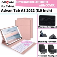 Advan Tab tablet A8 2022 8" 8 Inch Book Cover Keyboard Wireless Bluetooth Flip Stand Case Casing