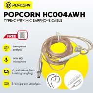 Popcorn Type-C IEM Upgraded Memory Ear Hook Audio Cable with Microphone