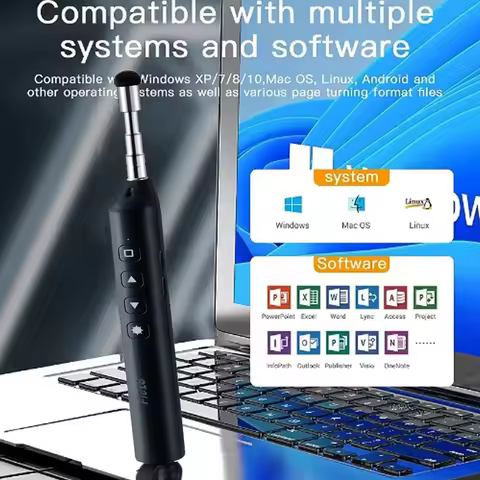 Powerpoint Pen Wireless Presentation Clicker Type-C Rechagable Remote Control Pen for Office Teachin