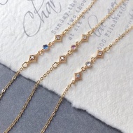 復古風 菱形小圓鋯石 鍍金手鏈 姊妹閨蜜禮物