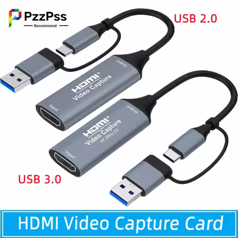 4K HD 2 in1 HDMI to USB 3.0/2.0 Type C Video Capture Card Type Grabber Record for Game Recording Liv