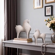 Off White Terrazo Horse Statue unique Horse display Statue texture