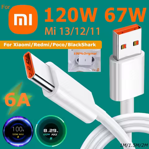 Original Xiaomi 120W 67W 6A Usb Type C Cable Turbo Charge Redmi Note 14 13 12 11 Pro Plus K60 Mi 14