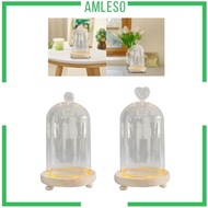 [Amleso] Clear Glass Cloche Dome Centerpieces Flowers Cover Container Cloche Bell Jar