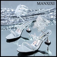 MANXIXI รองเท้าส้นสูง2.56นิ้วสำหรับผู้หญิง (ไซส์34-40)รองเท้าแตะผีเสื้อแฟชั่นส้นสูง