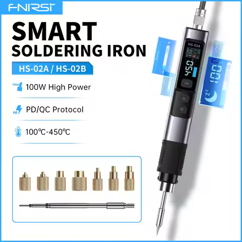 FNIRSI HS-02A Soldering Iron with Brass Thread Nut Insert Kit M2-M8, Internal Heat C245 Tip Set for 