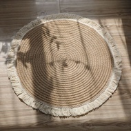 Nordic cotton rope European-style tassel rug, balcony cotton-linen rug, homestay floor mat, round co