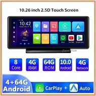 NEW CAR DVR / Dashcam 4G Ondash 10.26" 4GB+64GB. Wifi GPS BT Android System 10, IPS