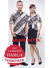 Sarimbit Couple Seragam Pria Wanita Dress Batik 2463 Hitam