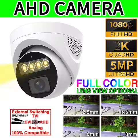 5MP 24H Full Color Night Vision CCTV AHD Dome Camera Indoor 4MP 1080P Analog HD Auto Luminous Led Di