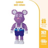 Lego bearbrick Purple bearbrick Toy Wearing Overalls [33.5Cm] bearbrick 3D decor Assembly Model, bearbrick Gift