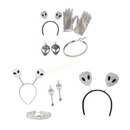 ACG Alien Costume Accessories Set -Alien Headband Gloves Alien Earrings Necklace Accessory Kit Alien