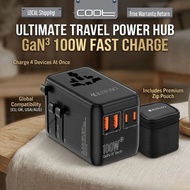 KIYOSO Universal Adapter Travel 45W / 75W / 100W International USB+Type C International Plug Charger