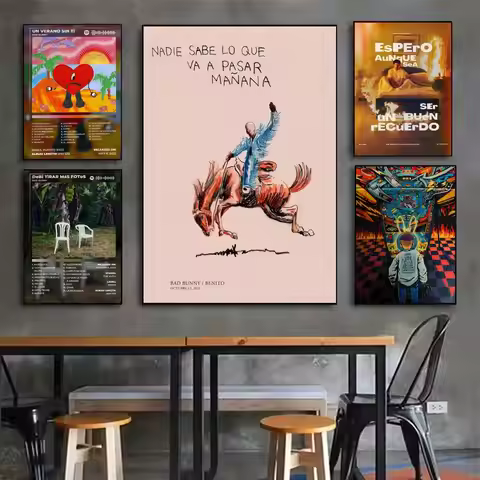 Singer B-Bad B-BunnyS DtMF Poster Home Living Bed Room Bar Hallway Sticky Wall Art Printing Aestheti